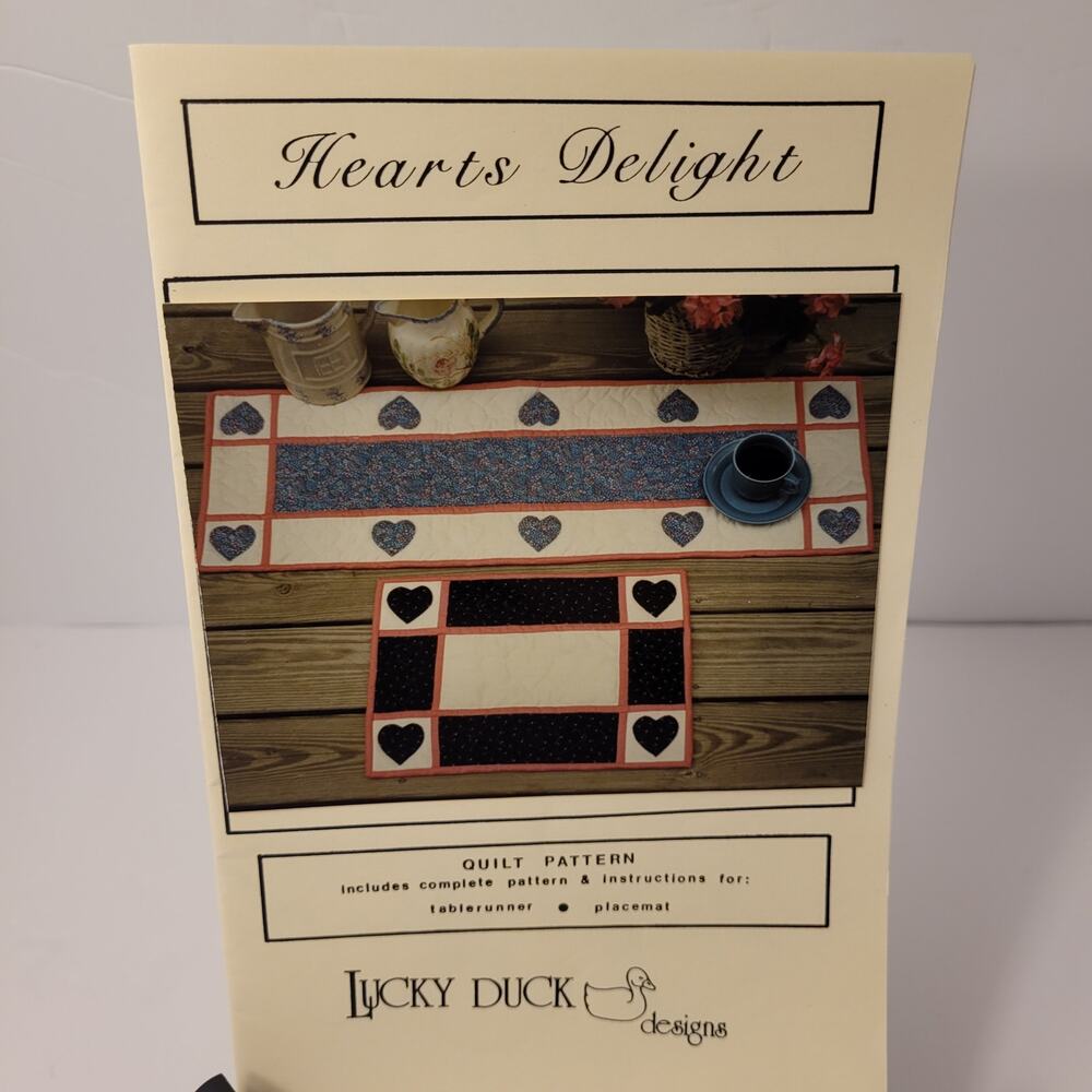 Lucky Duck Designs Hearts Delight Quilt Pattern Table Runner Placemat